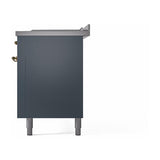 ILVE UN60FSQNMPBGGLP Nostalgie II Noblesse 60 inch Dual Fuel Range (7 Sealed Burners + Griddle + French Top, Liquid Propane, Solid Door, Blue Grey, Brass)