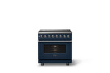 36"W. Induction Range (Finish: Slate Blue, Trim: Polished Chrome)