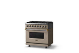 36"W. Dual Fuel Range (Burner: 6b, Finish: Nantucket, Trim: Polished Chrome, Fuel: Propane)