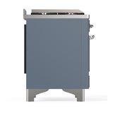 ILVE UM48FSNR3BGCLP Majestic III 48 inch Dual Fuel Range with 5 Black Brass Burners, Griddle and French Top, Dual Function Burner up to 25,000 BTU (Liquid Propane, Triple Glass Door, Blue Grey, Chrome)