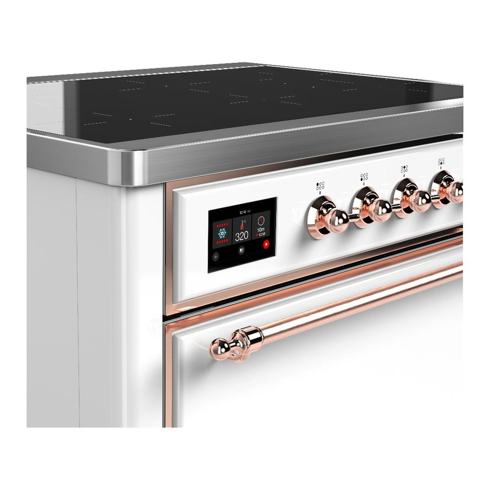 ILVE UMIB36QNR3WHP Majestic III 36 inch Induction Range with 6 Elements, 3.5 cu. ft. Total Oven Capacity (Solid Door, White, Copper)