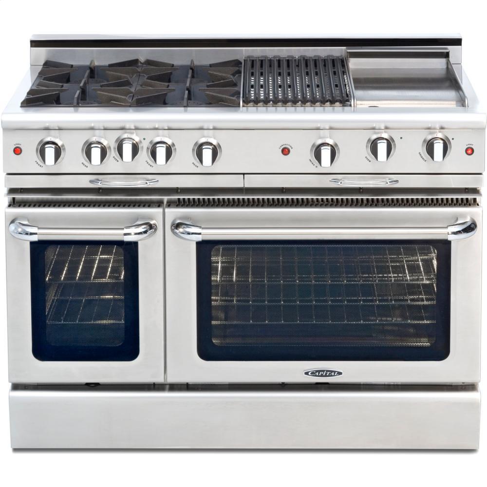 48" Gas Self Clean w/ Rotisserie in Oven, 8 Open Burners