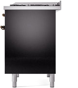 Nostalgie II 40 Inch Dual Fuel Liquid Propane Freestanding Range in Glossy Black with Bronze Trim