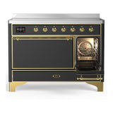 ILVE UMIB48QNR3MGG Majestic III 48 inch Induction Range with 6 Elements, 5.02 cu. ft. Total Oven Capacity (Solid Door, Graphite Matte, Brass)
