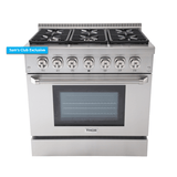 36 Inch Professional Gas Range In Stainless Steel