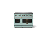48"W. Induction Range (Finish: Splash, Trim: Brushed Brass)