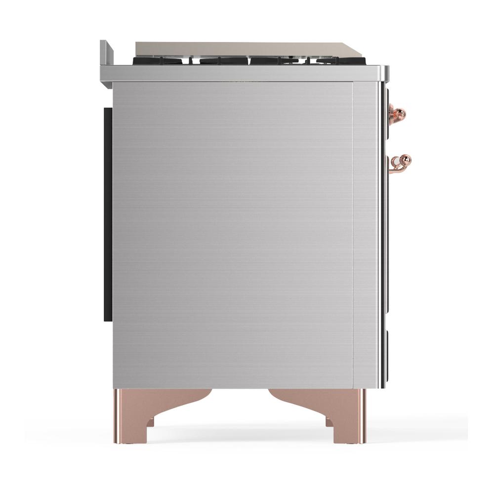 ILVE UM48FQNR3SSP Majestic III 48 inch Dual Fuel Range with 8 Burners and Griddle, Dual Function Burner up to 25,000 BTU (Natural Gas, Solid Door, Stainless Steel, Copper)