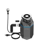 FORNO ACQUA BrightDIAMOND Black Onyx 1HP Super Quiet Garbage Disposal Corded with Motion Sensor Cabinet Light & Pre-Wired Air Switch