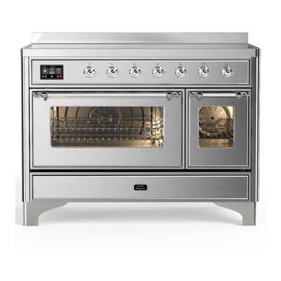 ILVE UMIB48NR3SSC Majestic III 48 inch Induction Range with 6 Elements, 5.02 cu. ft. Total Oven Capacity (Triple Glass Door, Stainless Steel, Chrome)