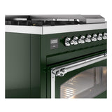 ILVE UN48FSNMPEGC Nostalgie II Noblesse 48 inch Dual Fuel Range (5 Sealed Burners + Griddle + French Top, Natural Gas, Triple Glass Door, Emerald Green, Chrome)