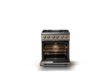 30"W. Dual Fuel Range (Finish: Nantucket, Trim: Polished Chrome, Fuel: Propane)
