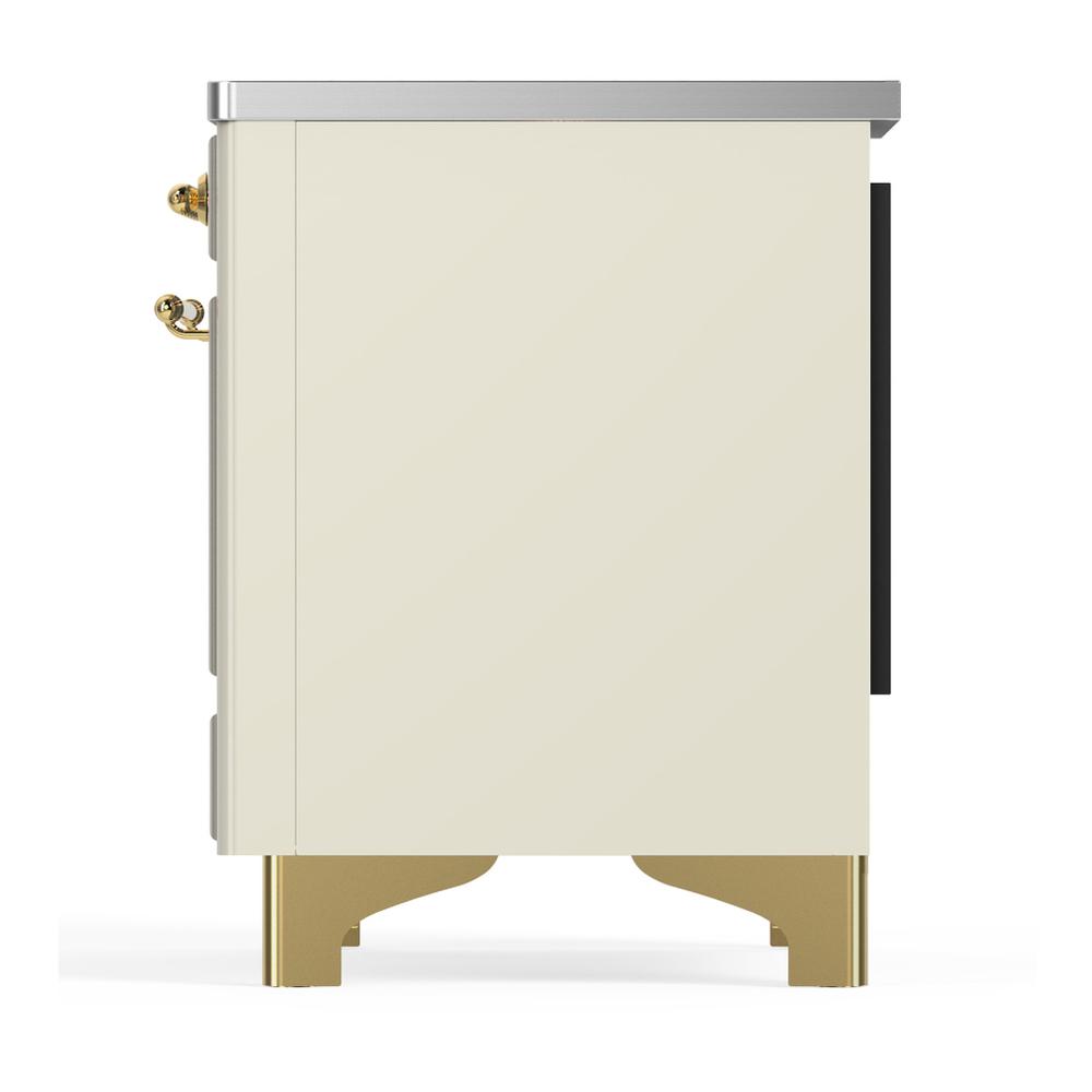 ILVE UMDIB40QNR3AWG Majestic III 40 inch Induction Range with 6 Elements, 3.82 cu. ft. Total Oven Capacity (Solid Door, Antique White, Brass)