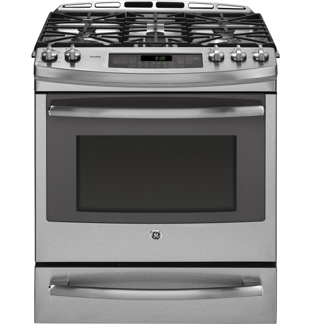 GE Profile™ Series 30" Dual Fuel Slide-In Front Control Range with Warming Drawer
