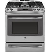 GE Profile™ Series 30" Dual Fuel Slide-In Front Control Range with Warming Drawer