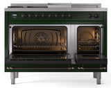 Nostalgie II 48 Inch Dual Fuel Liquid Propane Freestanding Range in Emerald Green with Bronze Trim