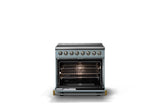 36"W. Induction Range (Finish: November Sky, Trim: Brushed Brass)