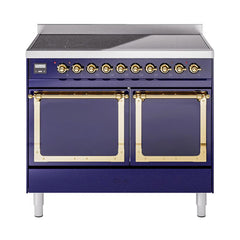 ILVE UNDI406QNMPMBG Nostalgie II Noblesse 40 inch Induction Range (Solid Door, Midnight Blue, Brass)