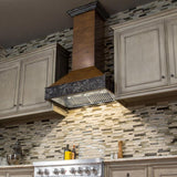 ZLINE 42 in. Wooden Wall Mount Range Hood in Antigua and Walnut - Includes Remote Motor