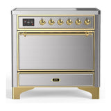 ILVE UMIB36QNR3SSG Majestic III 36 inch Induction Range with 6 Elements, 3.5 cu. ft. Total Oven Capacity (Solid Door, Stainless Steel, Brass)