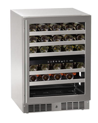 24 inch Dual-Zone Wine Refrigerator with Door Style - Stainless Steel Frame Glass