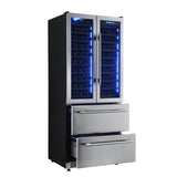 Forno Campania 32-Inch Wine Cooler, Stainless Steel, Dual Wine Zones, Two Beverage Drawers, 17.7 cu.ft