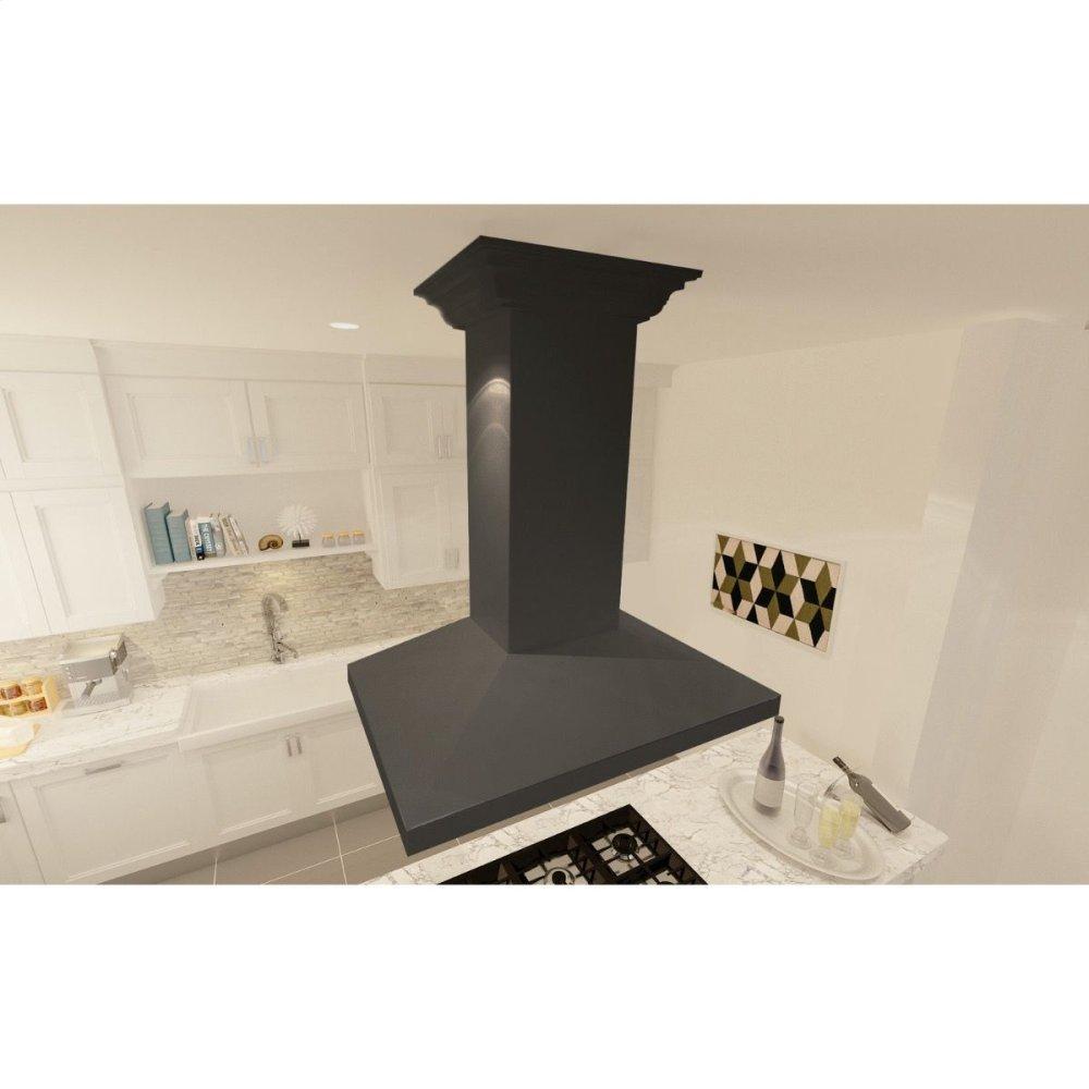 ZLINE 42 in. Wooden Island Mount Range Hood in Black - Includes Remote Motor