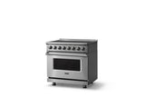 36"W. Induction Range (Finish: Stainless Steel, Trim: Polished Chrome)