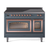 ILVE UNI486NMPBGP Nostalgie II Noblesse 48 inch Induction Range (Triple Glass Door, Blue Grey, Copper)