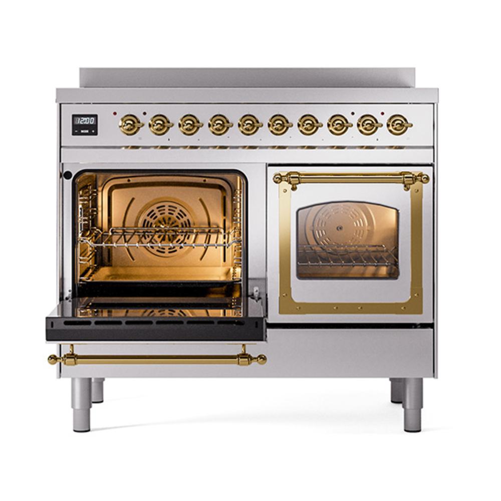 ILVE UNDI406NMPSSG Nostalgie II Noblesse 40 inch Induction Range (Triple Glass Door, Stainless Steel, Brass)