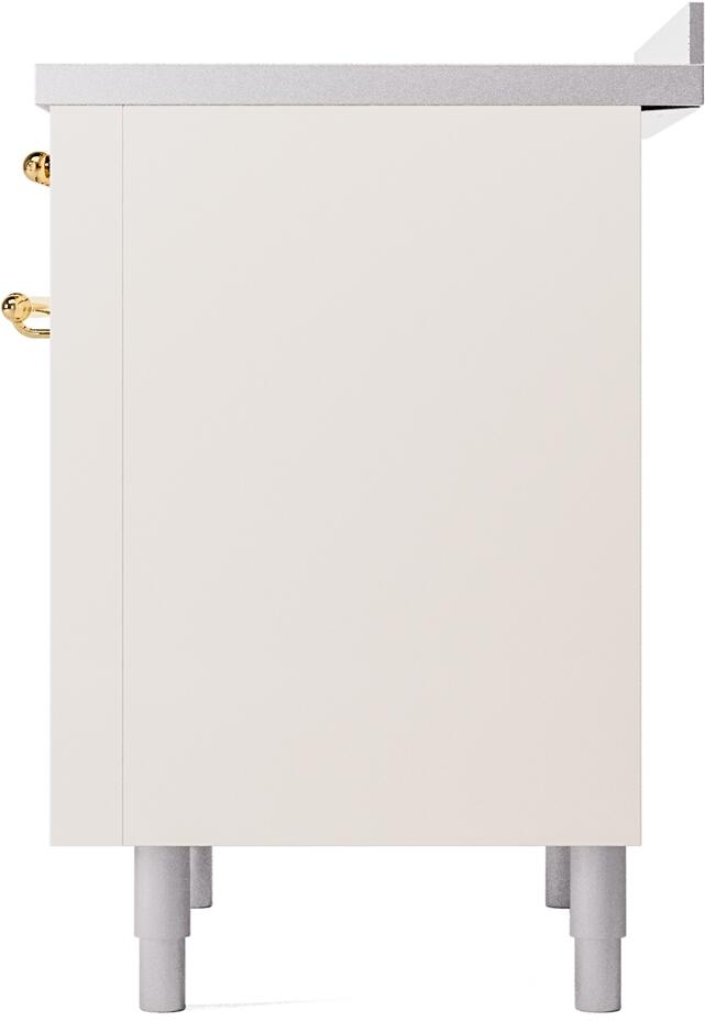 Nostalgie II 36 Inch Electric Freestanding Range in Antique White with Brass Trim