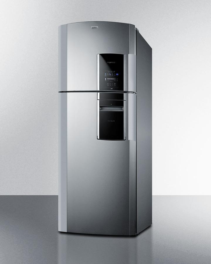 Counter Depth 18 CU.FT. Frost-free Refrigerator-freezer With Icemaker In Platinum With A Left Hand Door Swing, Part of the Ingenious Series Designed for True User Convenience