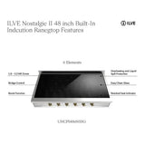 ILVE UHCPI486NSSP Nostalgie II 48 inch Built-In Induction Rangetop with 6 Elements, Stainless Steel (Copper)