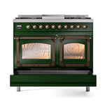ILVE UND40FNMPEGBLP Nostalgie II Noblesse 40 inch Dual Fuel Range (Liquid Propane, Triple Glass Door, Emerald Green, Burnished)
