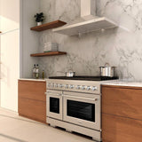 ZLINE 48 in. 6.7 cu. ft. Paramount Double Oven Dual Fuel Range with 8 Burner Gas Cooktop in DuraSnow' Stainless Steel (SDRS-48)