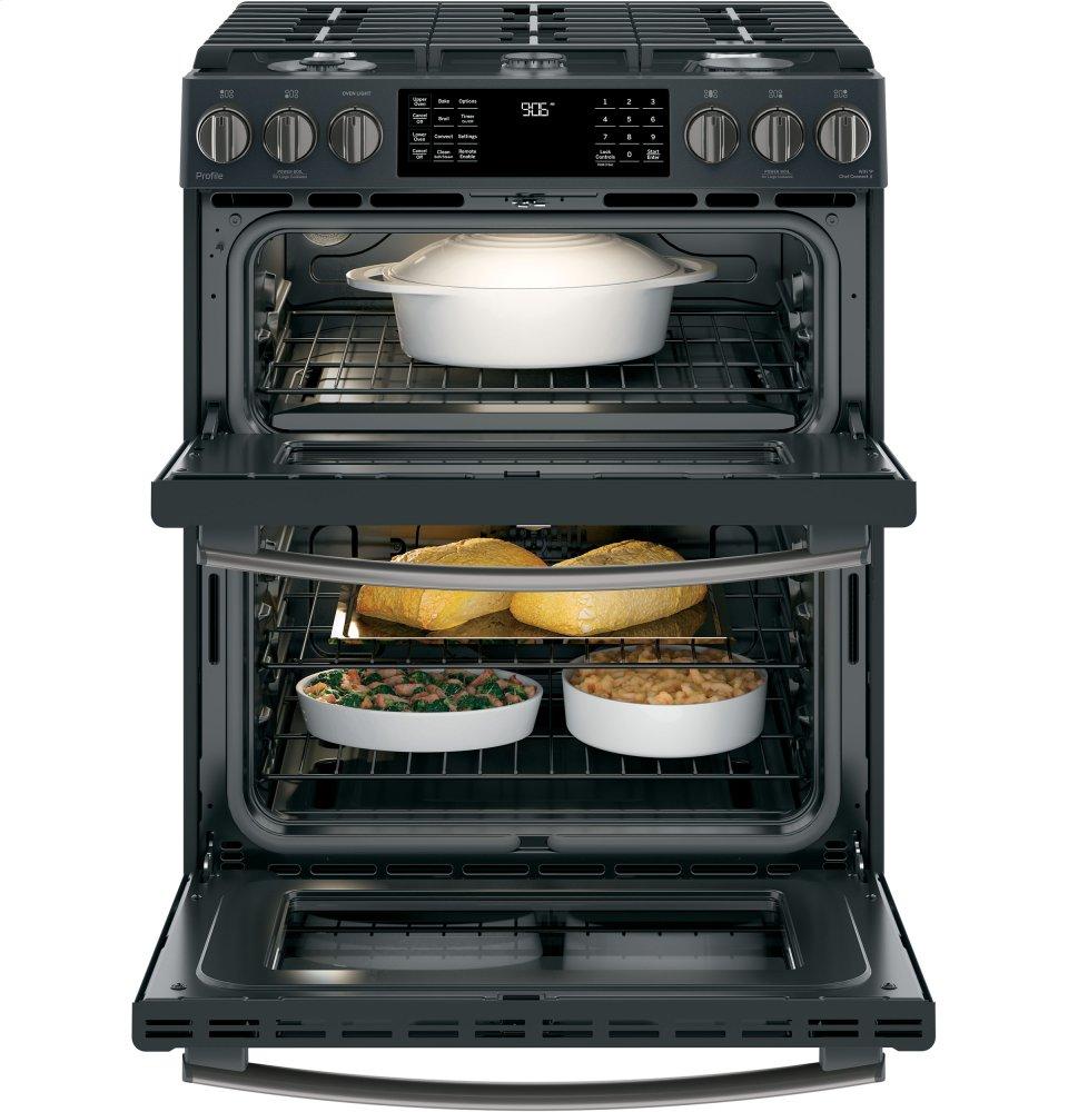 GE Profile™ 30" Smart Slide-In Front-Control Gas Double Oven Convection Range