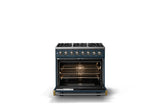 36"W. Dual Fuel Range (Burner: 6b, Finish: Squall, Trim: Polished Chrome, Fuel: Propane)