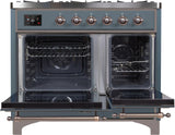 Majestic II 40 Inch Dual Fuel Natural Gas Freestanding Range in Blue Grey with Bronze Trim