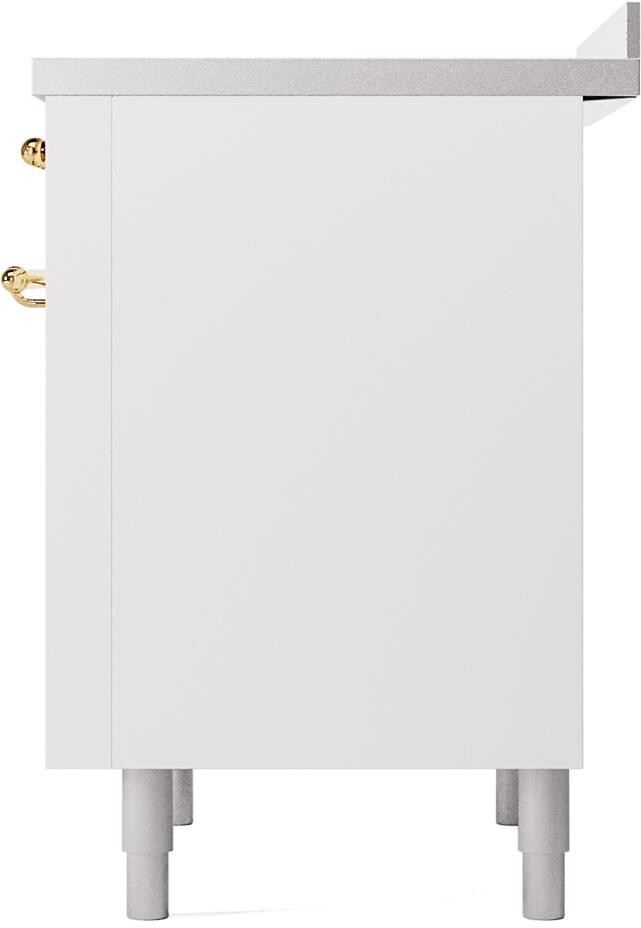 Nostalgie II 36 Inch Electric Freestanding Range in White with Brass Trim