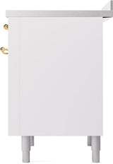 Nostalgie II 36 Inch Electric Freestanding Range in White with Brass Trim