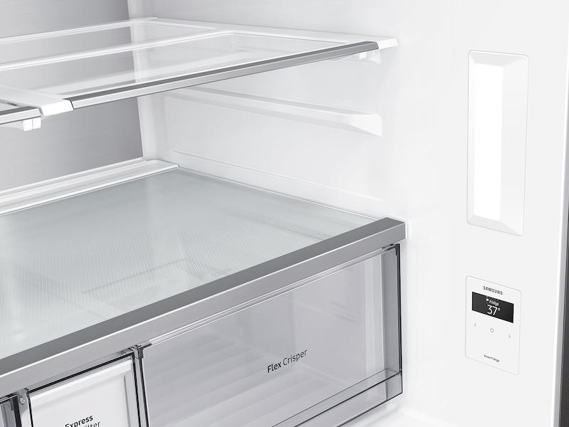 Bespoke Counter Depth 4-Door Flex™ Refrigerator (23 cu. ft.) with Family Hub™ + in Charcoal Glass Top and Stainless Steel Bottom Panels