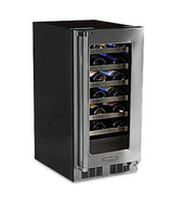 15" High Efficiency Single Zone Wine Cellar - Stainless Frame, Glass Door With Lock - Integrated Left Hinge