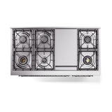 ILVE UN48FQNMPAWCLP Nostalgie II Noblesse 48 inch Dual Fuel Range (8 Sealed Burners + Griddle, Liquid Propane, Solid Door, Antique White, Chrome)