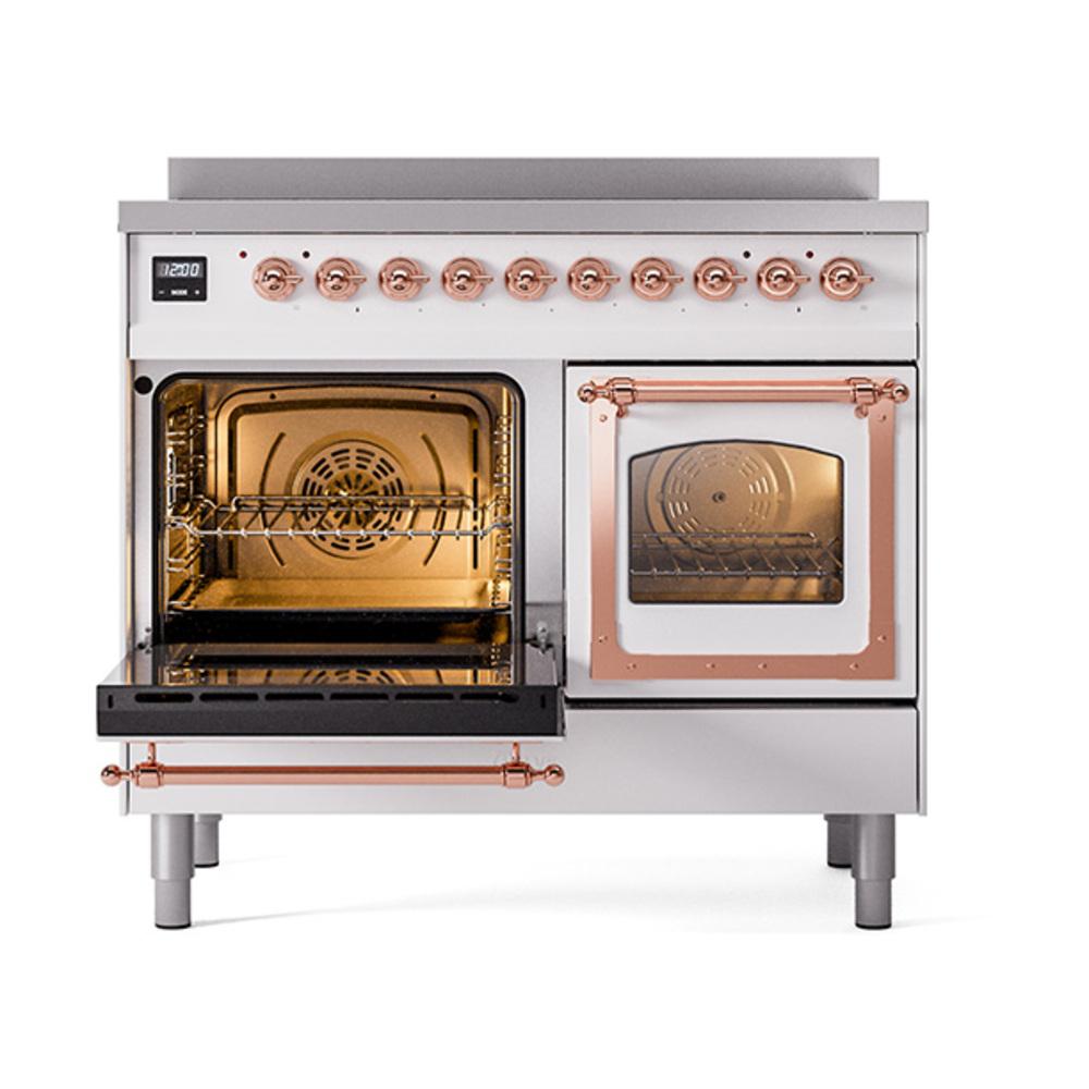 ILVE UNDI406NMPWHP Nostalgie II Noblesse 40 inch Induction Range (Triple Glass Door, White, Copper)