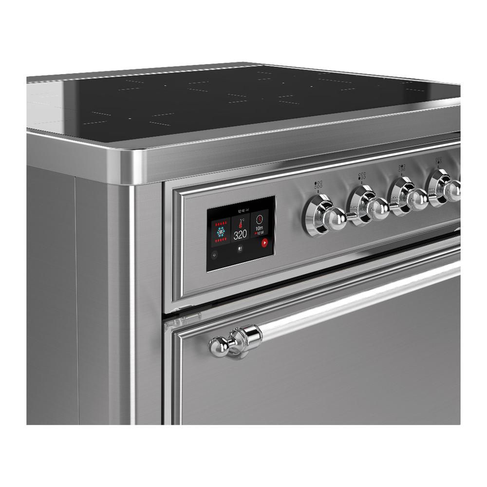 ILVE UMIB36QNR3SSC Majestic III 36 inch Induction Range with 6 Elements, 3.5 cu. ft. Total Oven Capacity (Solid Door, Stainless Steel, Chrome)