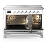 ILVE UMIB48QNR3WHC Majestic III 48 inch Induction Range with 6 Elements, 5.02 cu. ft. Total Oven Capacity (Solid Door, White, Chrome)