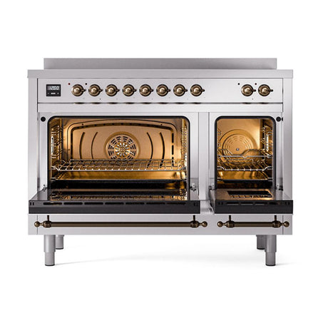 ILVE UNI486QNMPSSB Nostalgie II Noblesse 48 inch Induction Range (Solid Door, Stainless Steel, Burnished)