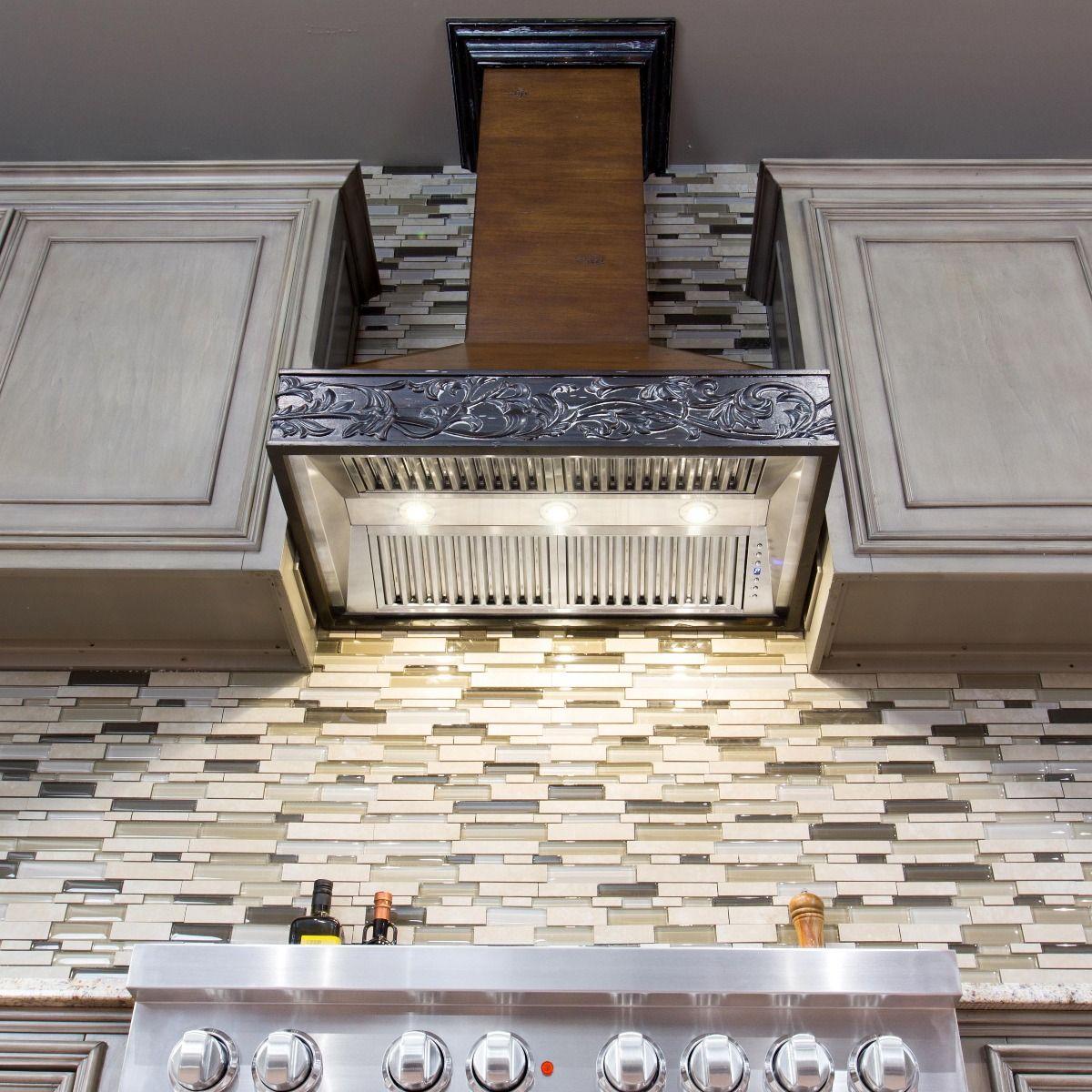 ZLINE 42 in. Wooden Wall Mount Range Hood in Antigua and Walnut - Includes Remote Motor