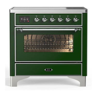 ILVE UMIB36NR3EGC Majestic III 36 inch Induction Range with 6 Elements, 3.5 cu. ft. Total Oven Capacity (Triple Glass Door, Emerald Green, Chrome)