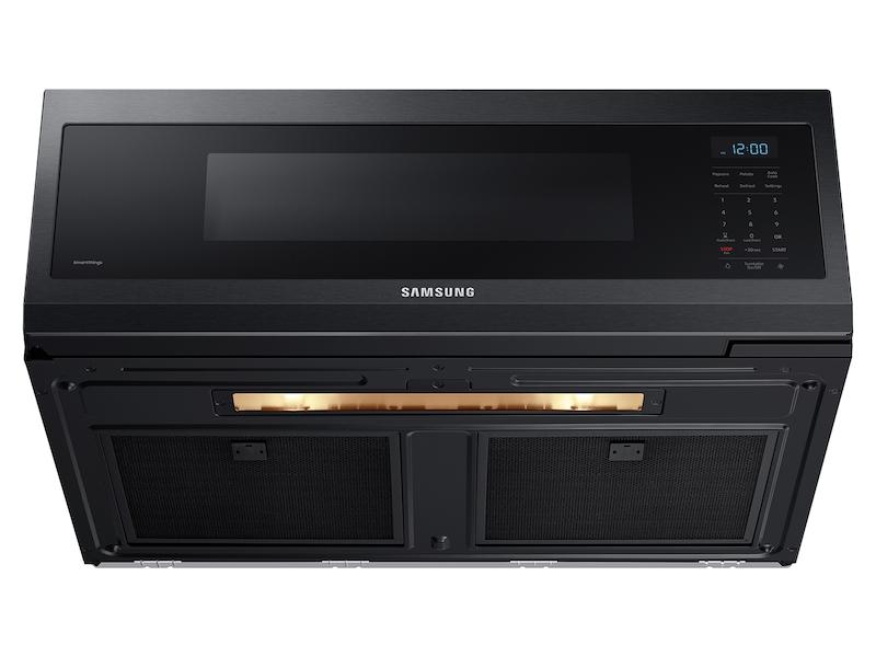 1.1 cu. ft. Smart SLIM Over-the-Range Microwave with 400 CFM Ventilation in Matte Black Steel