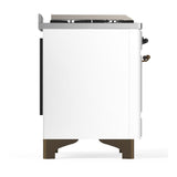 ILVE UM60FSNR3WHB Majestic III 60 inch Dual Fuel Range with 7 Burners, Griddle and French Top, Dual Function Burner with up to 25,000 BTU (Natural Gas, Triple Glass Door, White, Burnished)